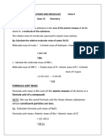 L - 3 NOTES - Molecular Mass and Formula Unit Mass