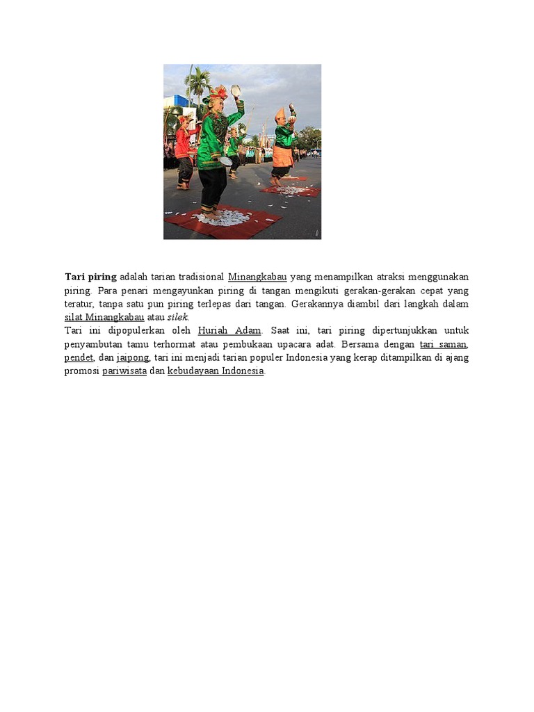 Tari Piring Adalah Tarian Tradisional Minangkabau Yang Menampilkan