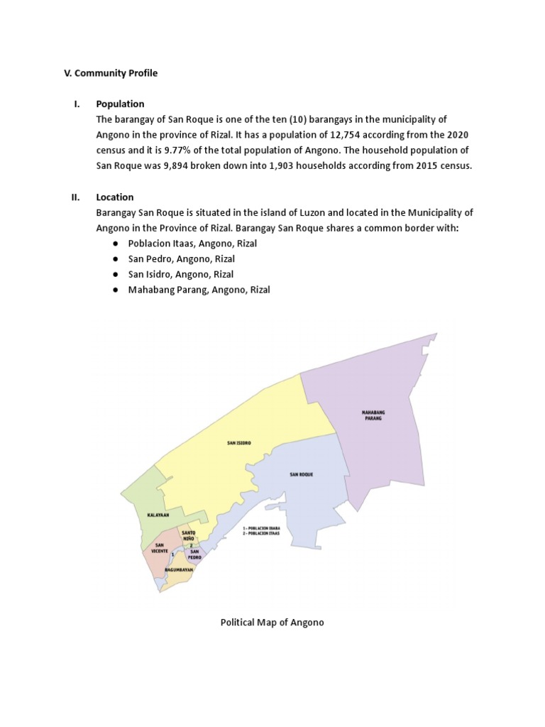 Population and Location Profile of Barangay San Roque in Angono, Rizal ...