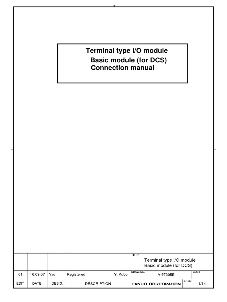 Terminal Type I/O Module Basic Module (For DCS) Connection Manual PDF