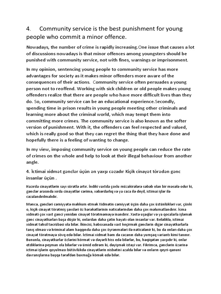 4 Community Service Is The Best Punishment For Young People Who Commit