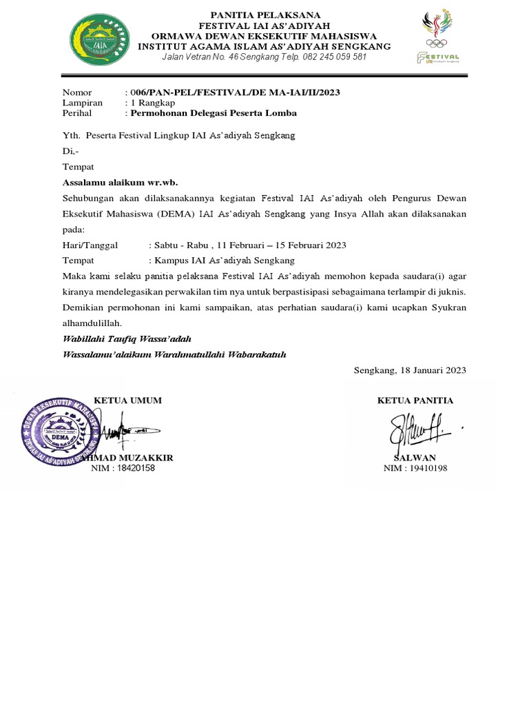 Surat Undangan Mahasiswa 1 | PDF