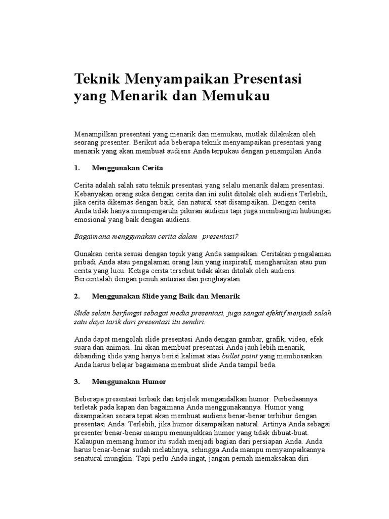 Memilih Metode Penyajian yang Menarik dan Efektif