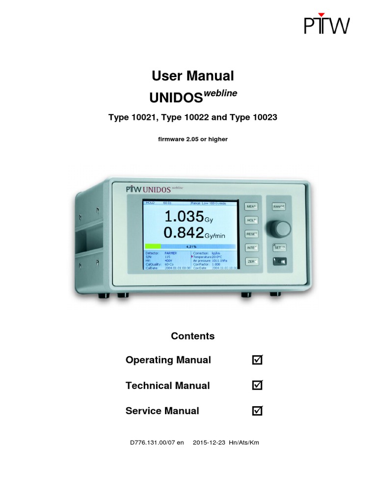UNIDOSwebline User Manual | PDF | Absorbed Dose | Computer Network