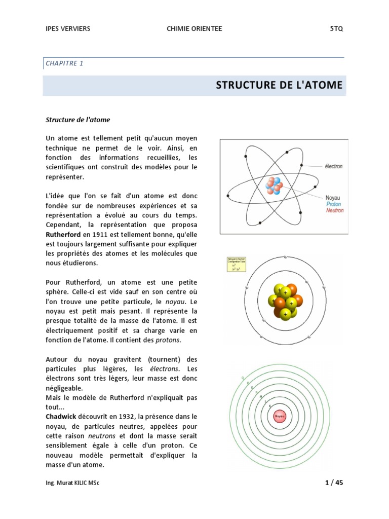 Structure et Masse de l'Atome | PDF | Liaison chimique | Atomes