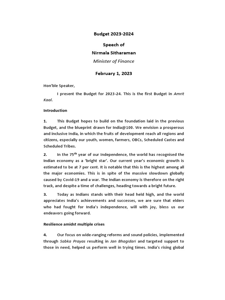 Budget Speech PDF Government Budget Balance Taxes