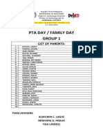 Manlabay Elementary School PTA Day Group 1 Parent List