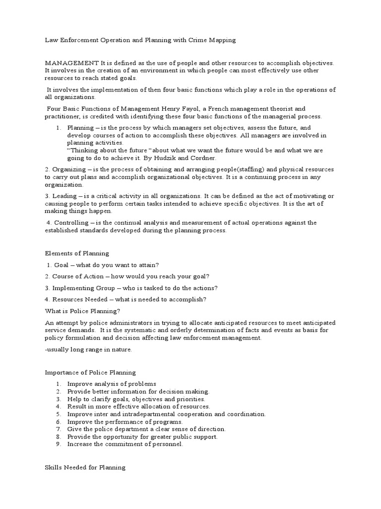 Law Enforcement Planning and Operations | PDF | Strategic Planning | Goal