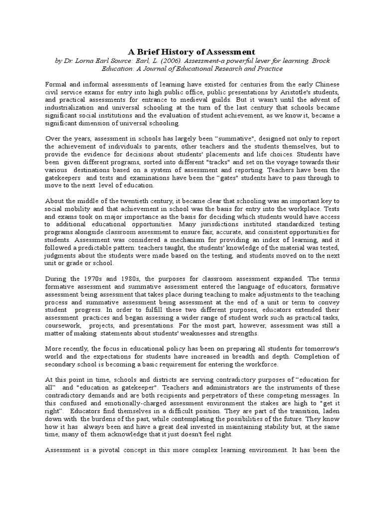 Evolution of Educational Assessment | PDF | Educational Assessment ...
