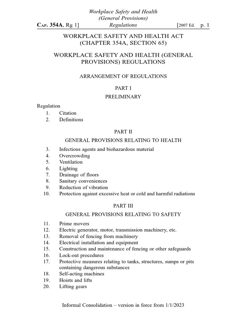 Workplace Safety and Health (General Provisions) R PDF Elevator