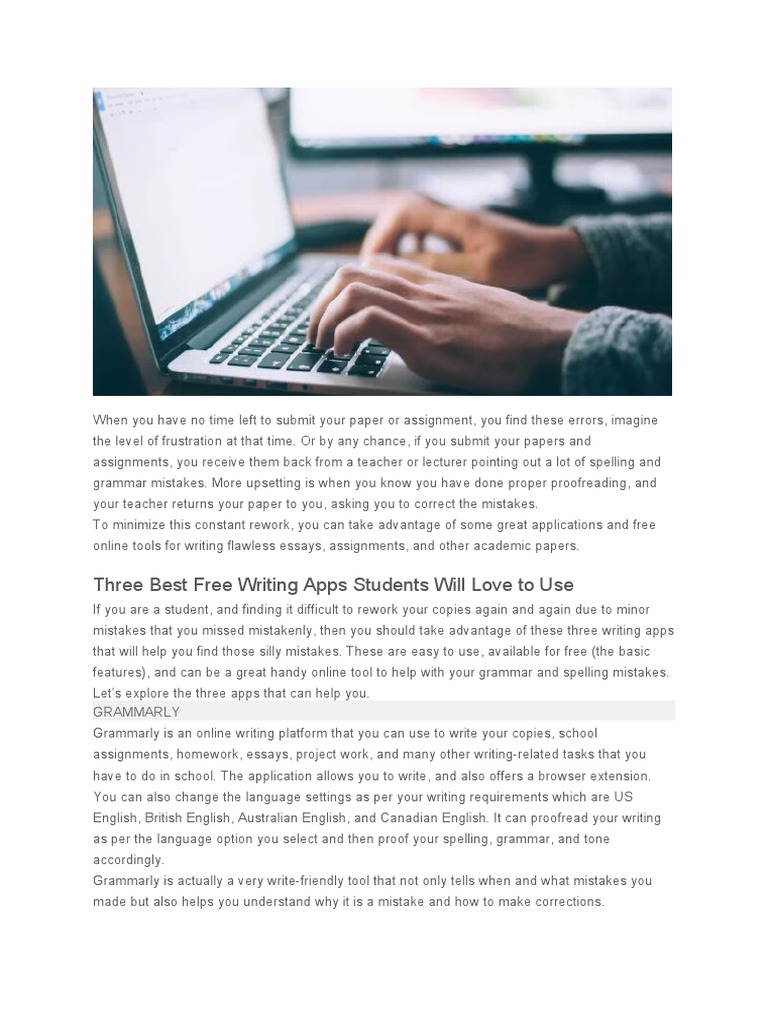 Top Free Writing Apps for Students | PDF | Application Software ...