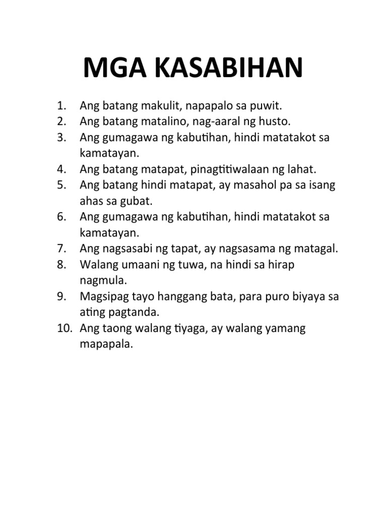 Mga Kasabihan | PDF