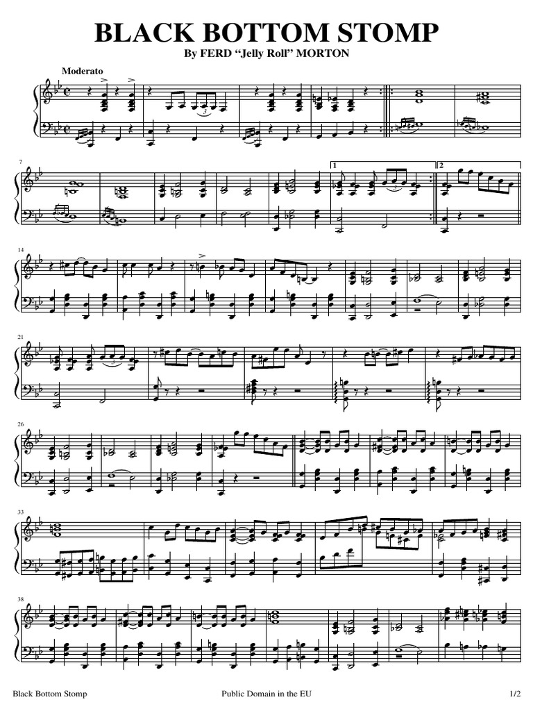 Black Bottom Stomp - Piano Solo - Jelly Roll Morton | PDF