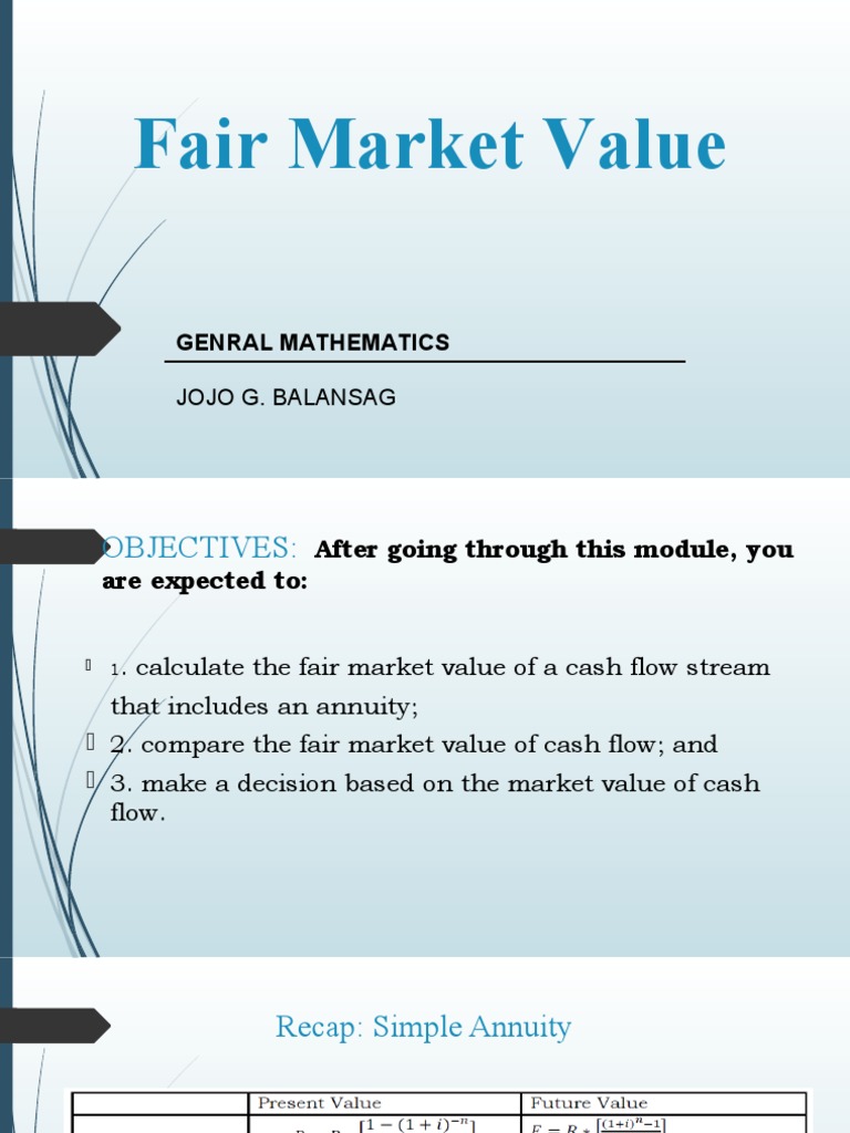 Fair Market Value Calculation Guide | PDF