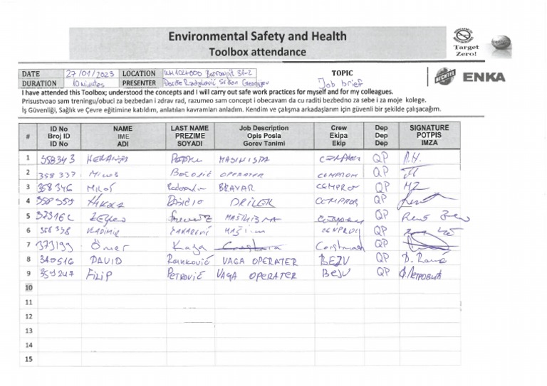 Weekly toolbox attendance sheet pdf
