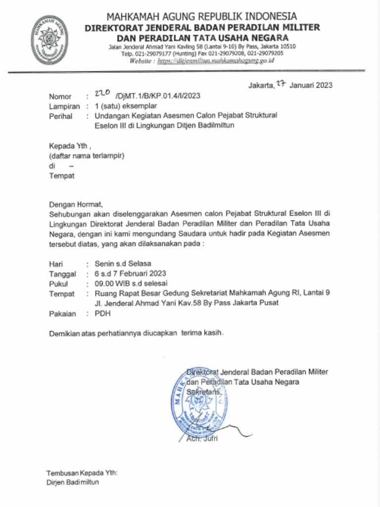 Undangan Assessment | PDF