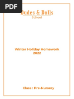 Holiday Homework Pre-Nursery Worksheet