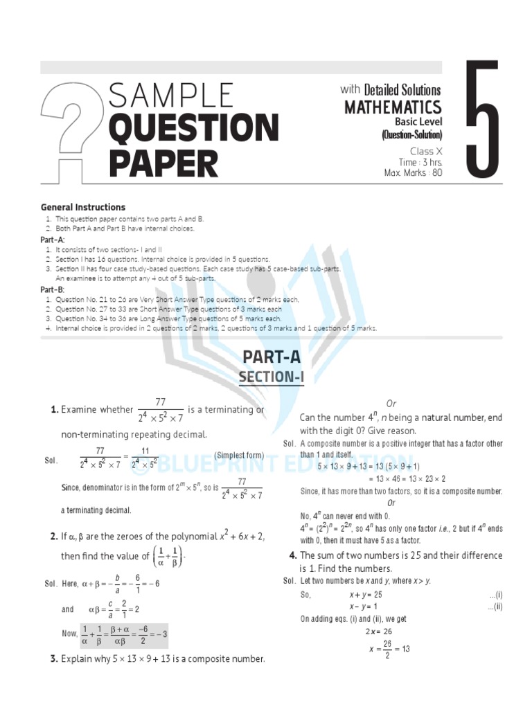 Class X Mathematics Sample Paper | PDF | Circle | Triangle