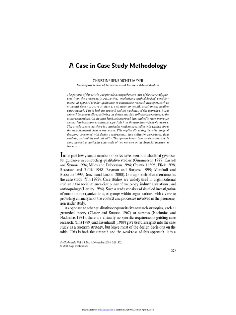 A Case in Case Study Methodology PDF Qualitative Research