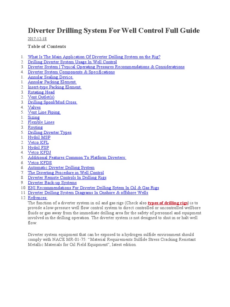 Diverter Drilling System For Well Control Full Guide | PDF | Valve ...