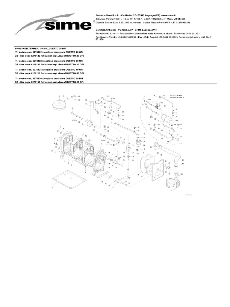 Sime Duetto 20 30 40 OFi 30 Bfi Spare Parts List | PDF