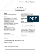 Acta #91: Junta de Personal Docente e Investigador de La Universidad Politécnica de Madrid