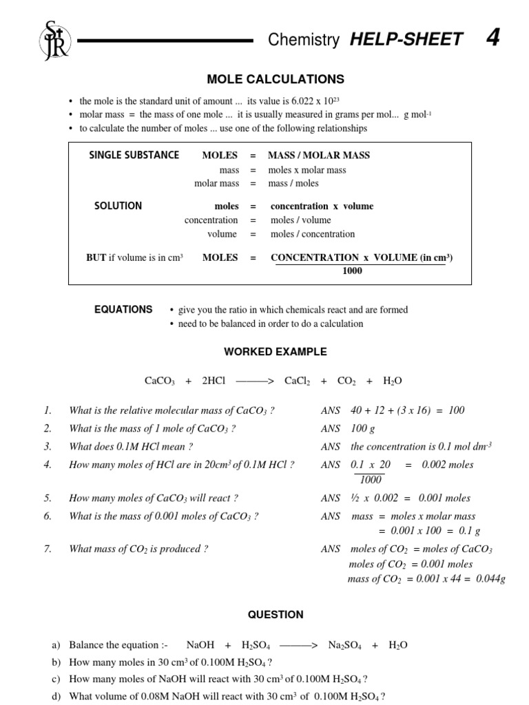 Essential Mole Calculations Guide | PDF