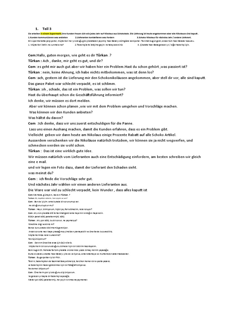 Sprechen Teil 3 | PDF