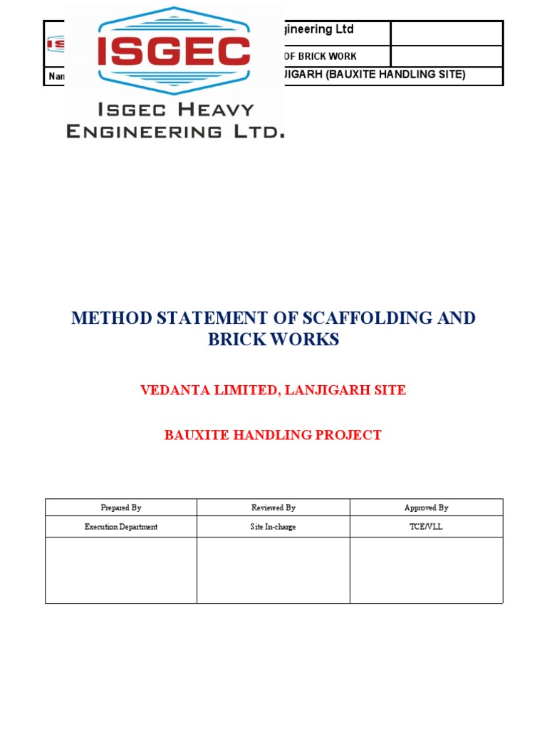 29 Method Statement BRICK WORK | PDF | Brick | Mortar (Masonry)