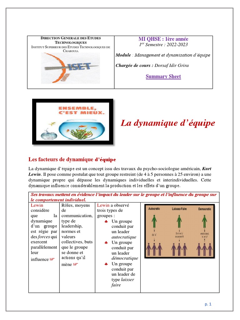 Dynamique d'équipe et leadership efficace | PDF | Direction | Psychologie