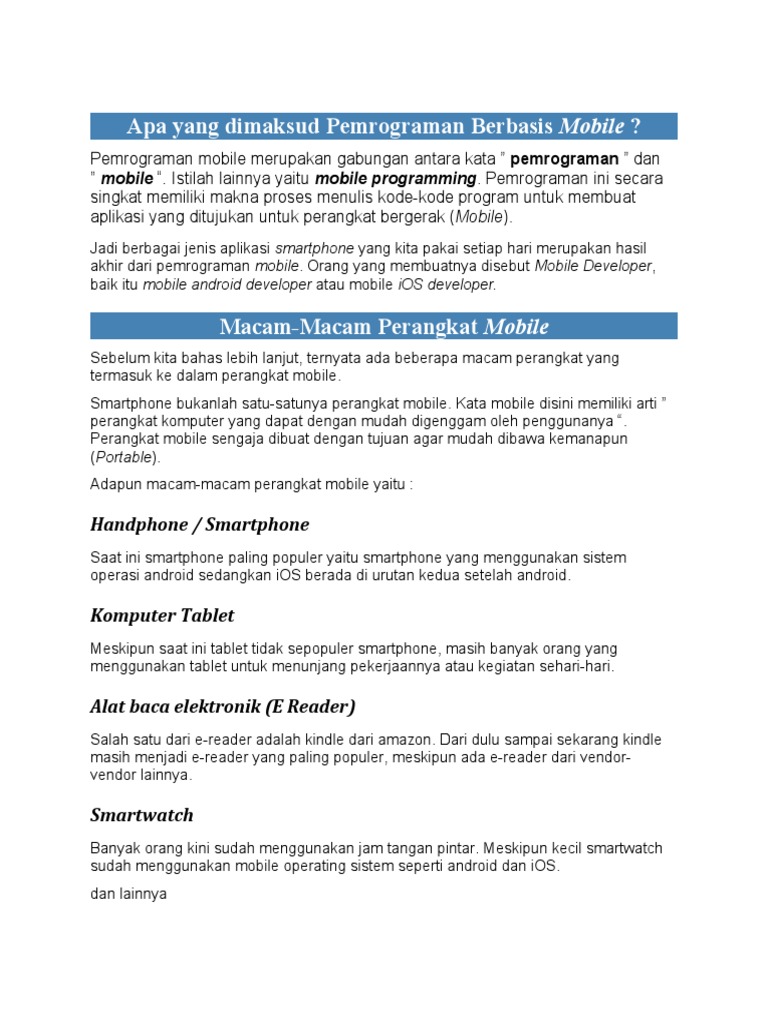 Pengantar Pemrograman Mobile | PDF