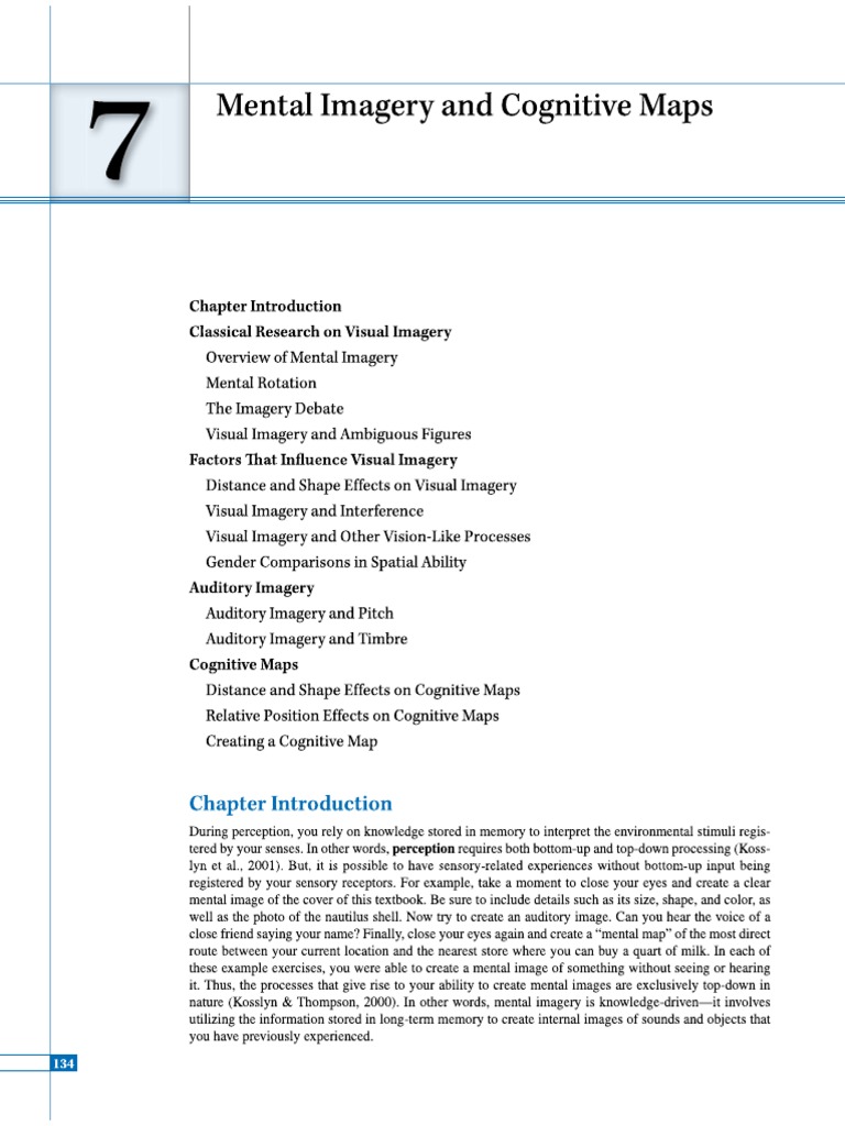 Chapter 7, Mental Imagery and Cognitive Maps, Pages 134 - 157 | PDF