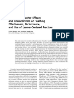 The Role of Teacher Efficiency and Characteristics on Teaching Effectiveness Performance and Use of Learner-Centered Practices