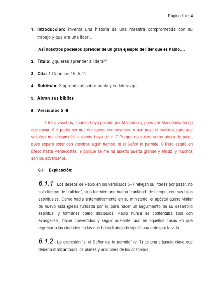 Aprendizajes de Liderazgo de Pablo | PDF | Pablo el apóstol | Primera ...