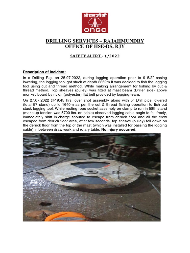 Drilling Safety Alert: Incident Report 2022 | PDF | Belt (Mechanical ...