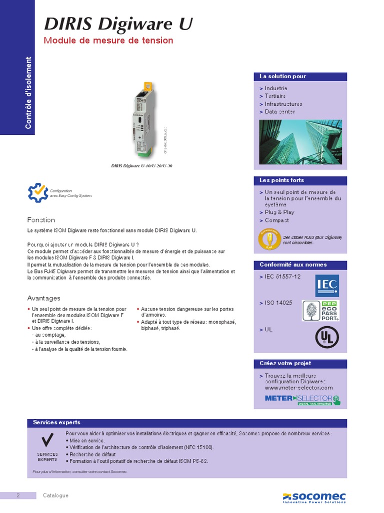 Diris Digiware U - Module de Mesure de Tension - Catalogue - Pages ...