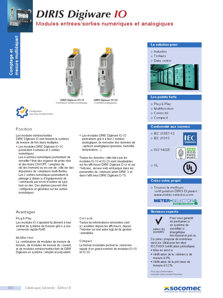 Modules DIRIS Digiware IO Multifonctions | PDF | Entrée/Sortie ...