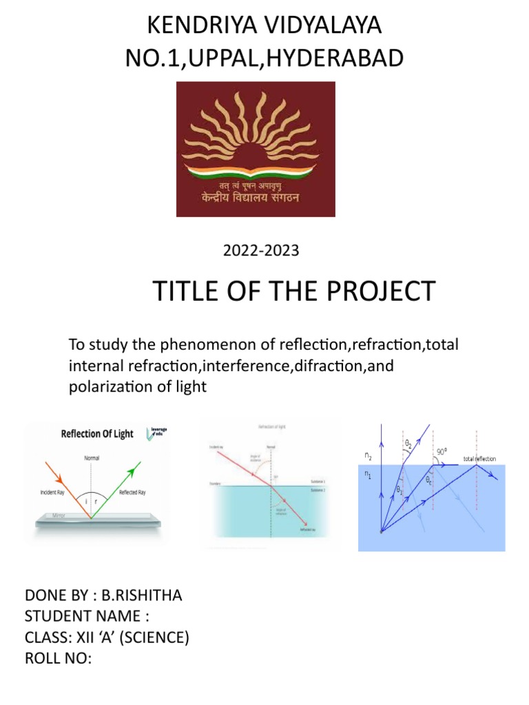 Study of Light Phenomena Project | PDF
