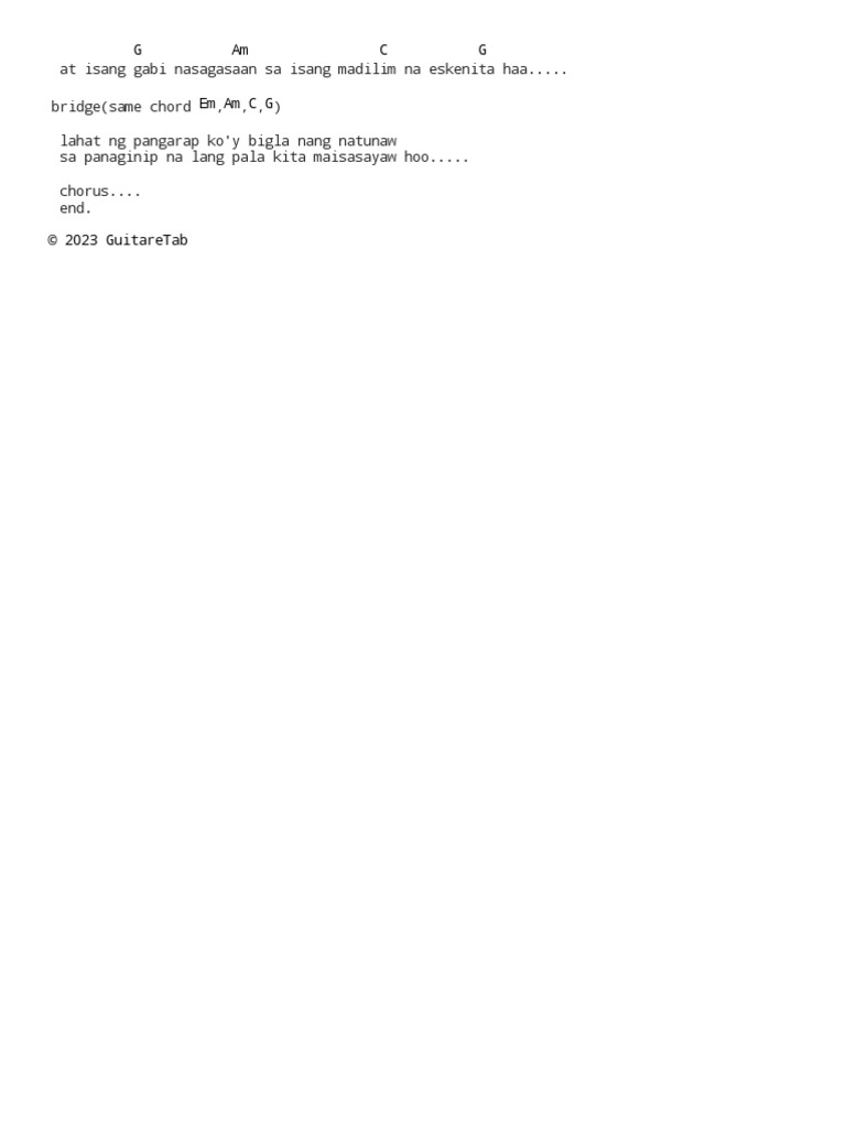 Ang Huling El Bimbo Chords With Lyrics by Eraserheads For Guitar and