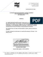 El Suscrito Director de Registro Y Control Academico de La Universidad de Santander NIT. 804.001.890-1