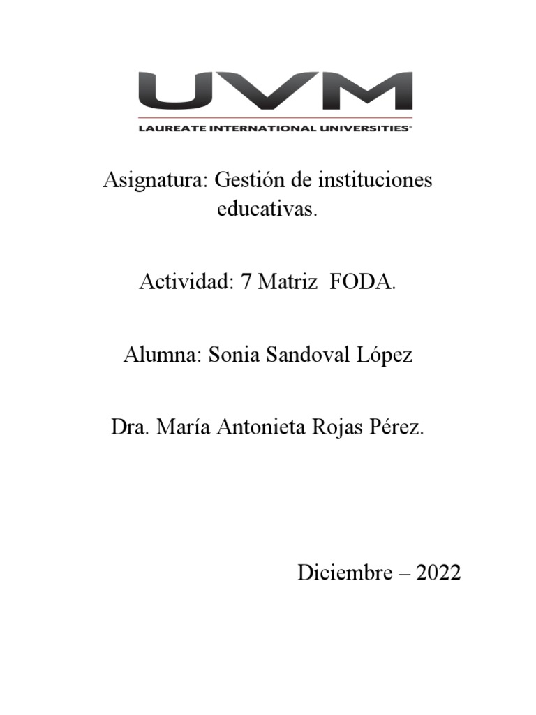 Análisis FODA en Gestión Educativa | PDF | Análisis FODA | Método de ...