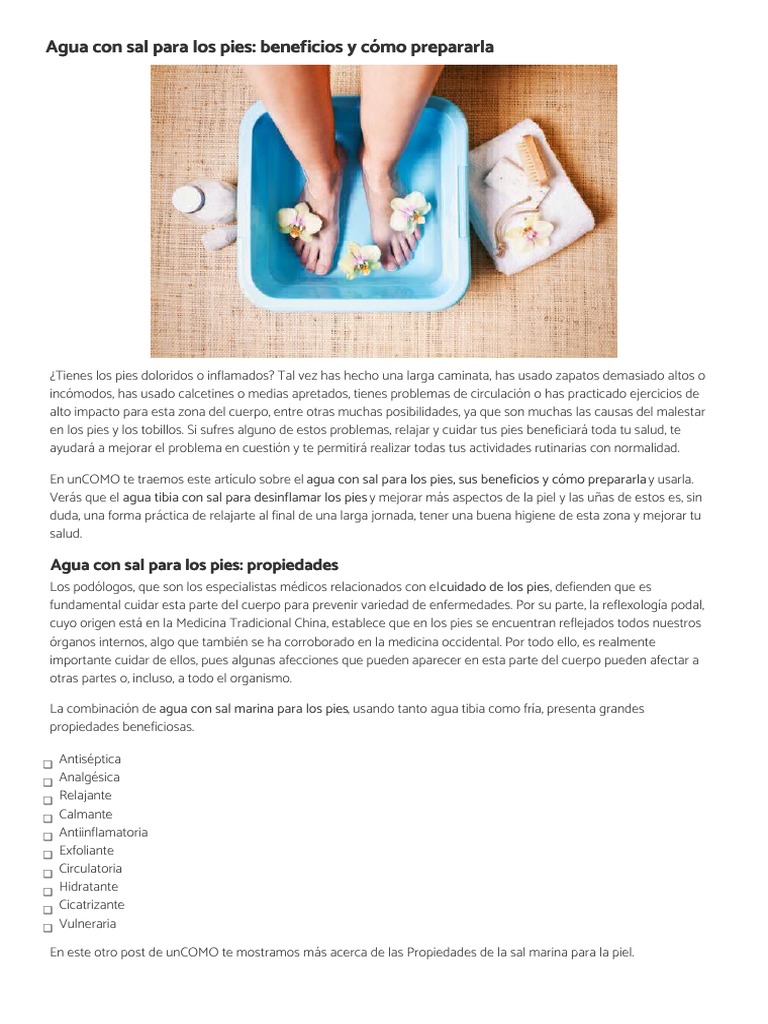 Agua Con Sal para Los Pies Beneficios y Cómo Prepararla WWW