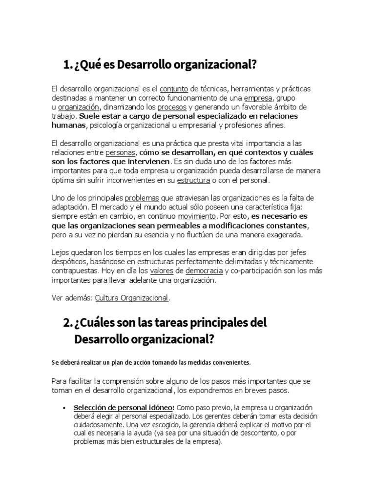 Desarrollo Organizacional | PDF | Psicología industrial y ...