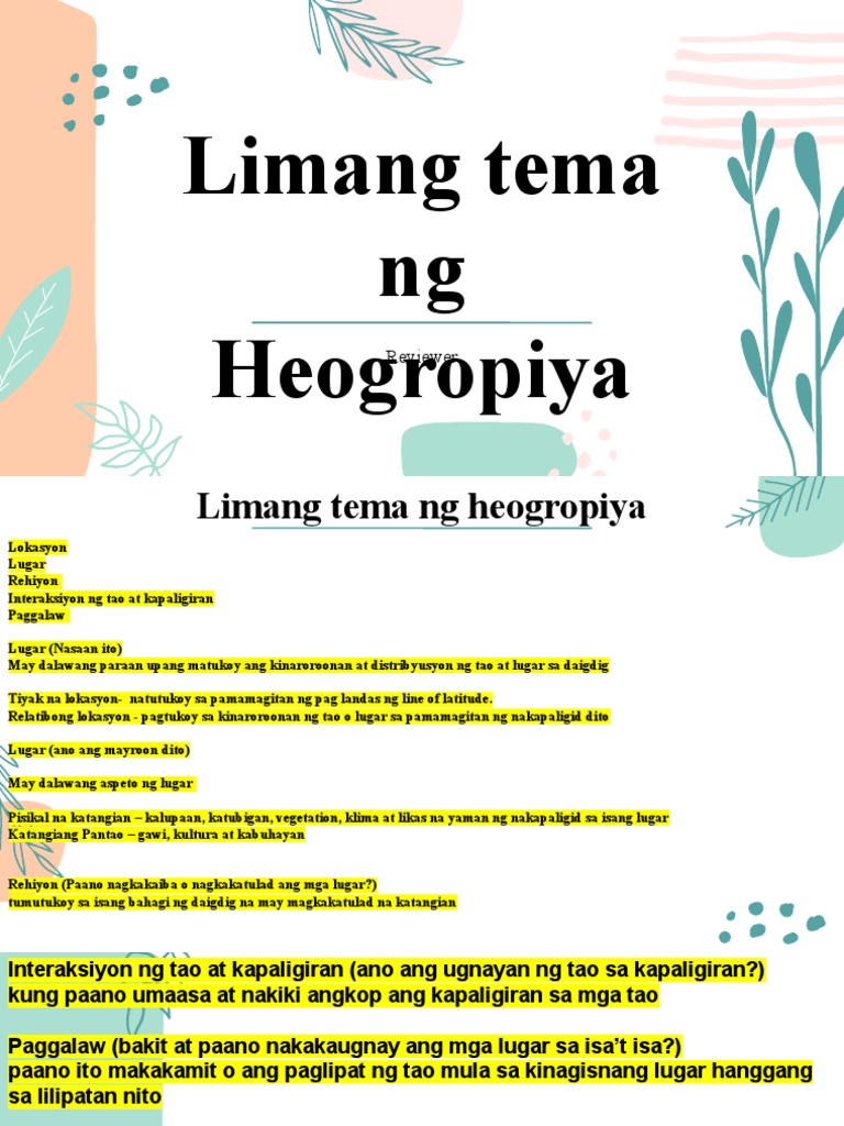 5 Tema NG Heorograpiya Reviewer | PDF