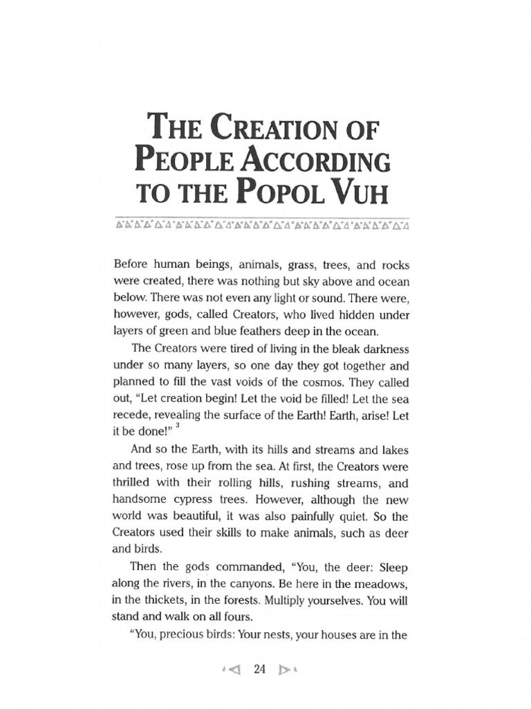 Maya Creation Story The Popol Vuh Pdf