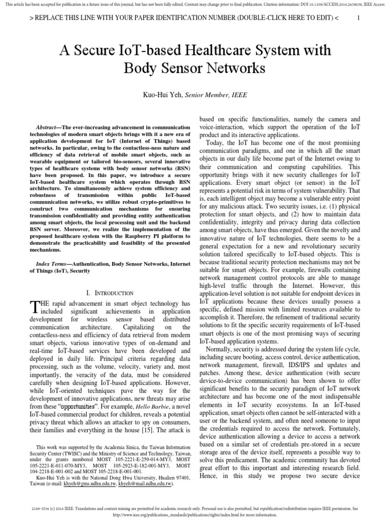 Secure IoT Healthcare System Design | PDF | Internet Of Things ...