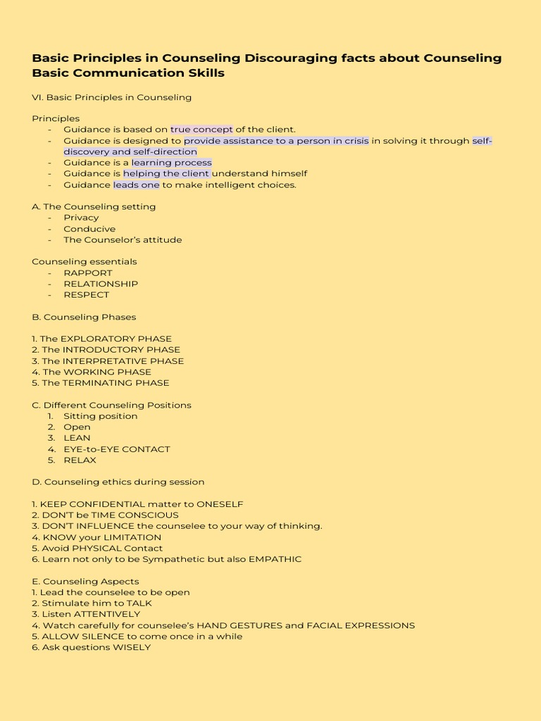 Principles of Effective Counseling | PDF