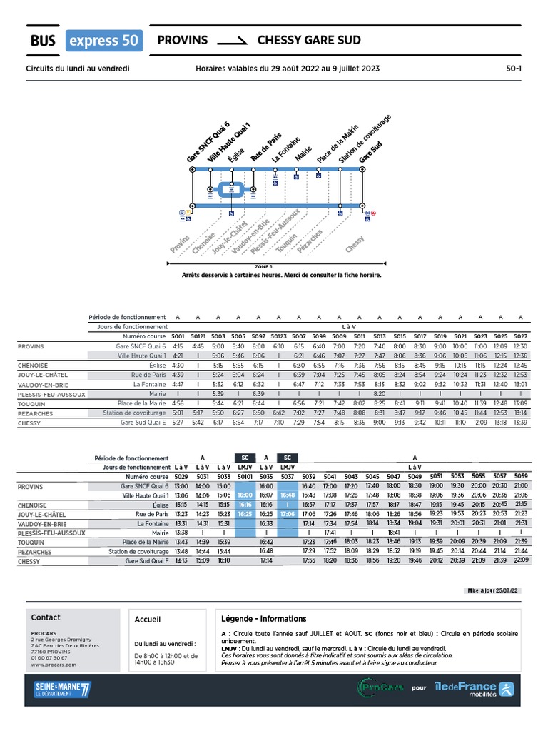 Ligne Express 50 (Semaine) Provins Chessy