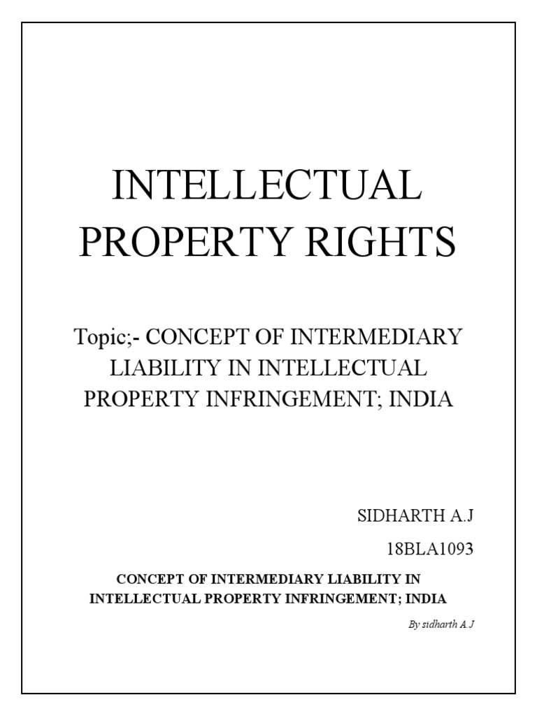 Ipr Research Pdf Secondary Liability Online Copyright