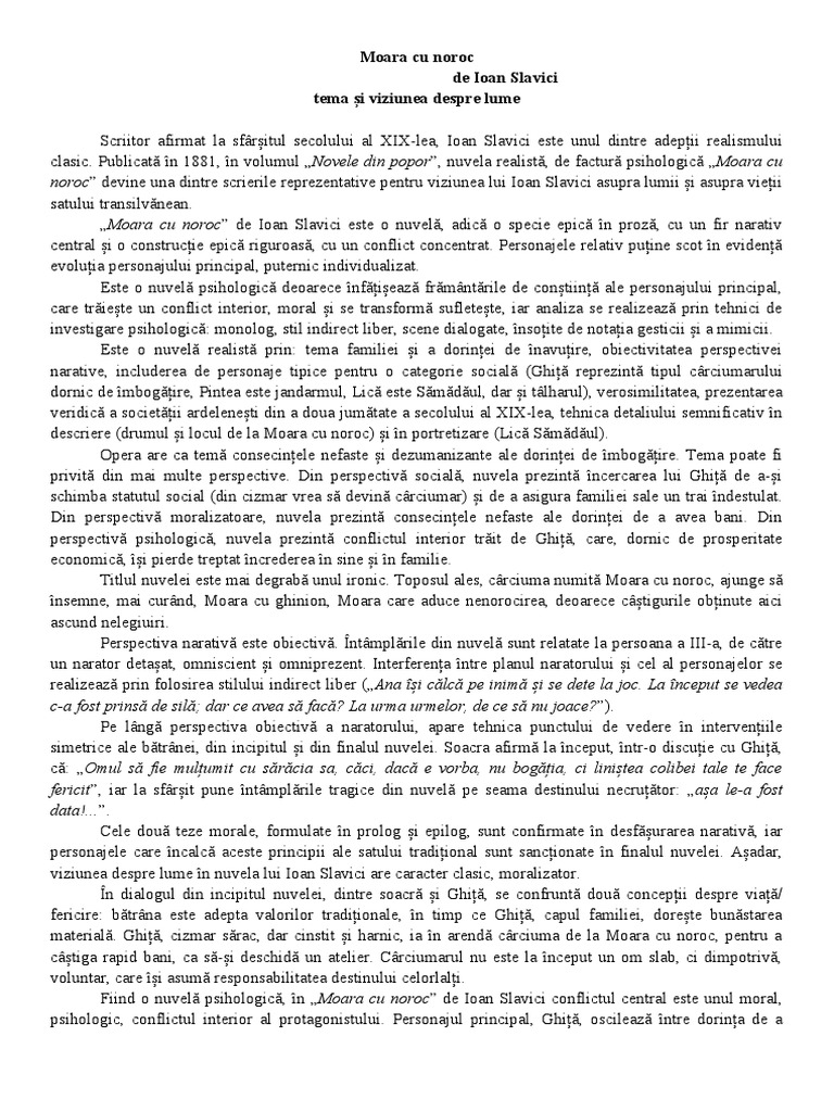 Simetria Incipit Final Moara Cu Noroc Moara Cu Noroc | PDF